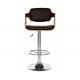 Rogano Walnut And Chrome Faux Leather Bar Chair - Black