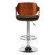 Rogano Walnut And Chrome Faux Leather Bar Chair - Black
