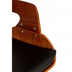 Rogano Walnut And Chrome Faux Leather Bar Chair - Black