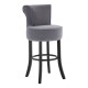 Beaumont Grey Velvet And Silver Stud Bar Chair