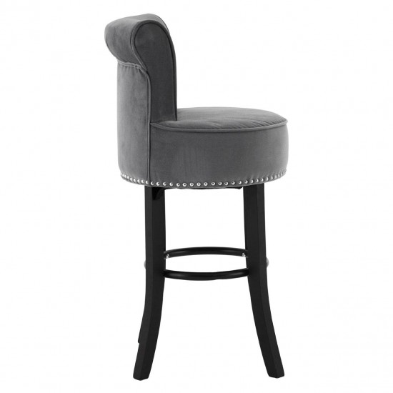 Beaumont Grey Velvet And Silver Stud Bar Chair
