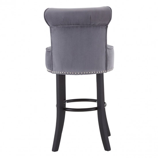 Beaumont Grey Velvet And Silver Stud Bar Chair