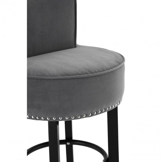 Beaumont Grey Velvet And Silver Stud Bar Chair