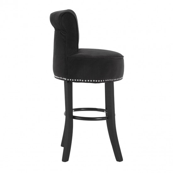 Beaumont Black Velvet And Silver Stud Bar Chair