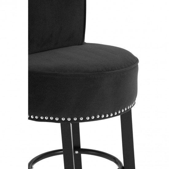 Beaumont Black Velvet And Silver Stud Bar Chair
