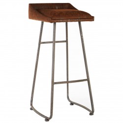 Shoreditch Brown Leather Industrial Bar Stool 