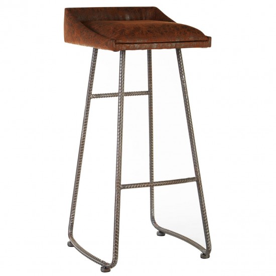 Shoreditch Brown Leather Industrial Bar Stool 