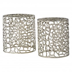 Moura Silver Finish Stools - Tables