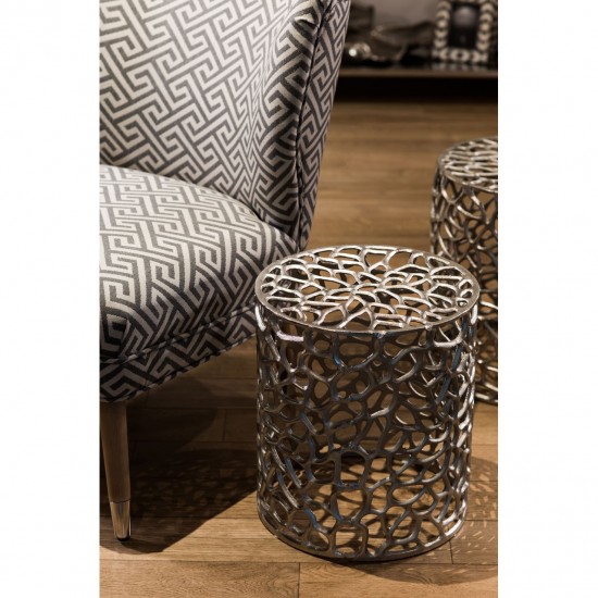 Moura Silver Finish Stools - Tables