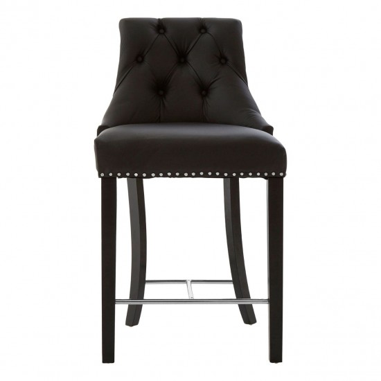 Beaumont Black Faux Leather Button Bar Chair