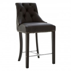 Beaumont Black Faux Leather Button Bar Chair