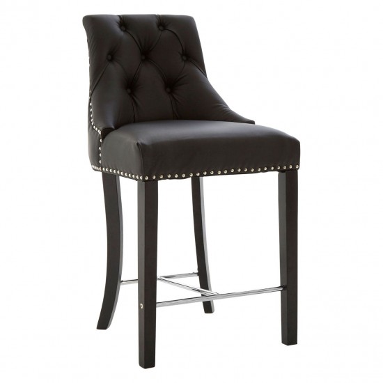 Beaumont Black Faux Leather Button Bar Chair