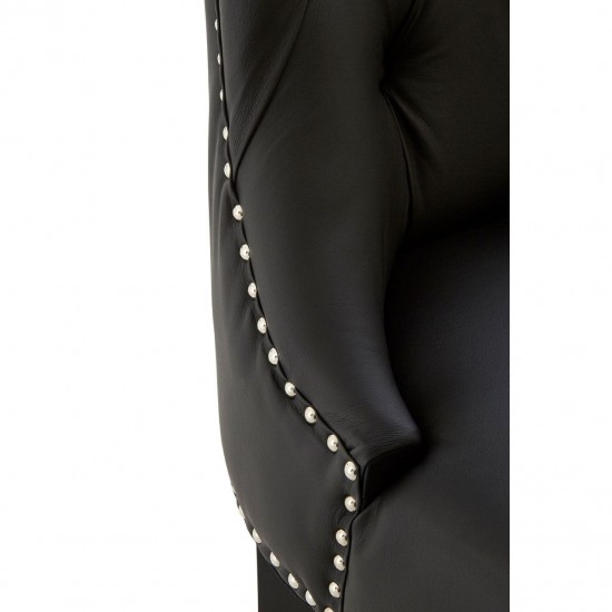 Beaumont Black Faux Leather Button Bar Chair