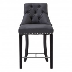 Beaumont Grey Faux Leather Button Bar Chair