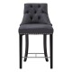 Beaumont Grey Faux Leather Button Bar Chair