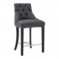 Beaumont Grey Faux Leather Button Bar Chair