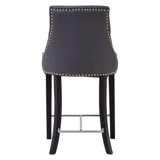 Beaumont Grey Faux Leather Button Bar Chair