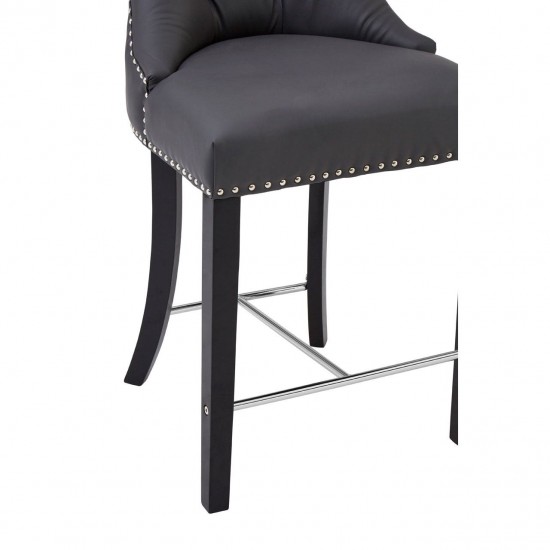 Beaumont Grey Faux Leather Button Bar Chair