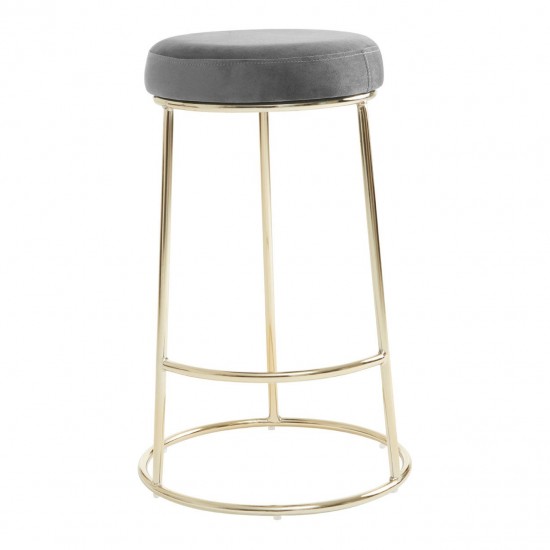 Lexington Grey Velvet Bar Stool