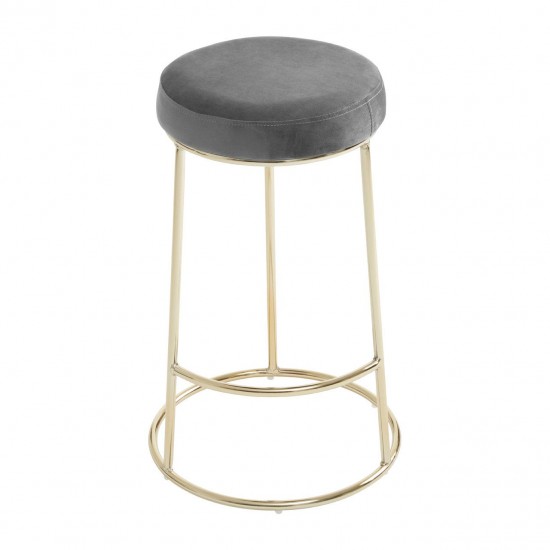 Lexington Grey Velvet Bar Stool