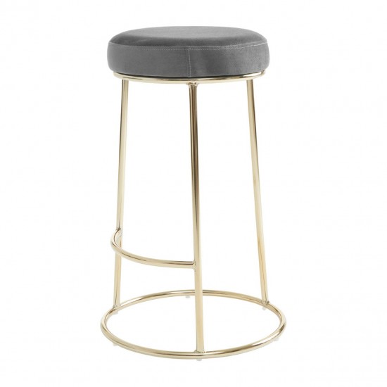 Lexington Grey Velvet Bar Stool