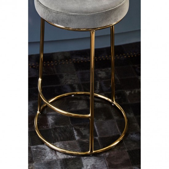 Lexington Grey Velvet Bar Stool