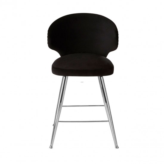 Albany Black Velvet And Chrome Bar Chair