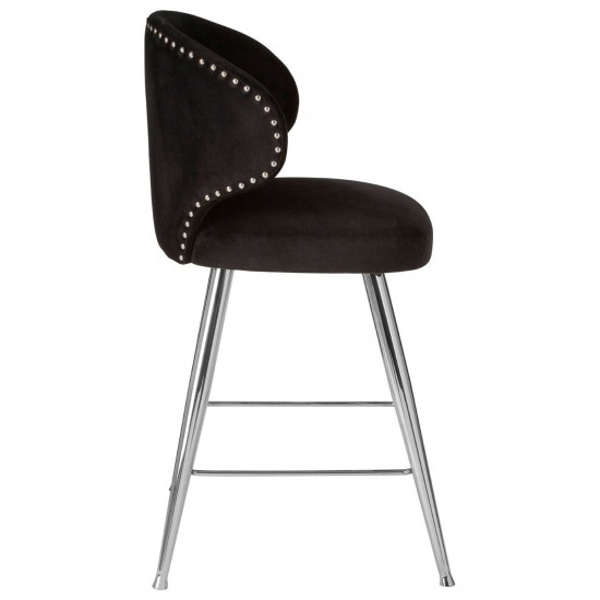 Albany Black Velvet And Chrome Bar Chair