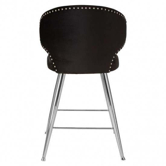 Albany Black Velvet And Chrome Bar Chair