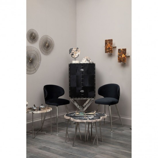 Albany Black Velvet And Chrome Bar Chair