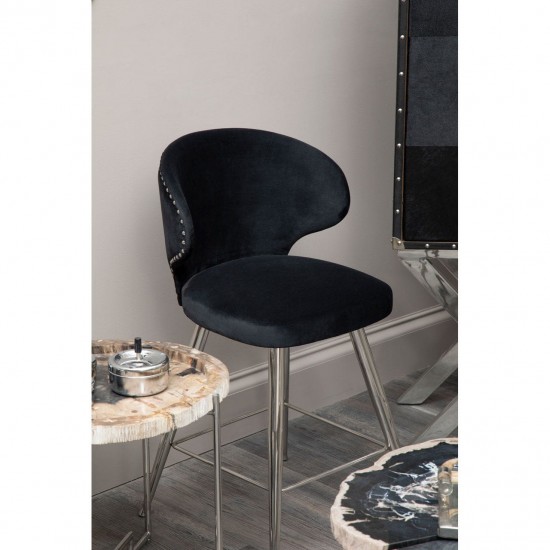 Albany Black Velvet And Chrome Bar Chair