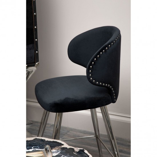 Albany Black Velvet And Chrome Bar Chair