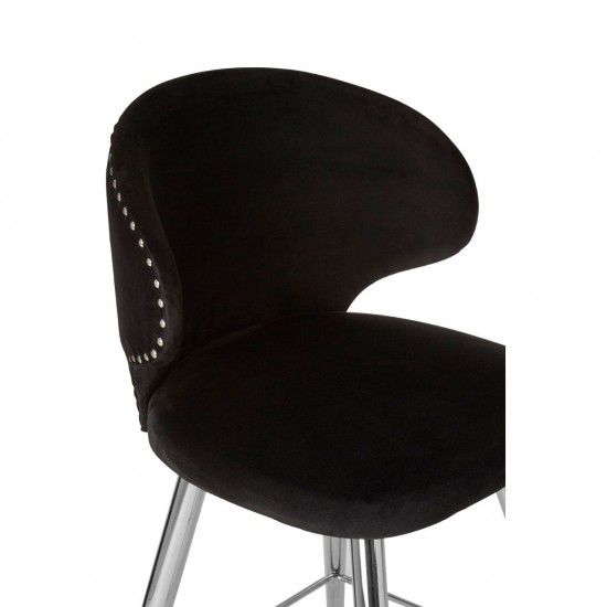 Albany Black Velvet And Chrome Bar Chair