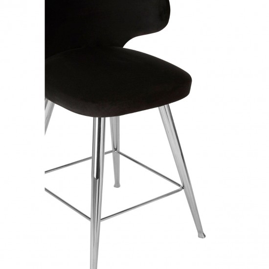 Albany Black Velvet And Chrome Bar Chair