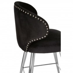 Albany Black Velvet And Chrome Bar Chair