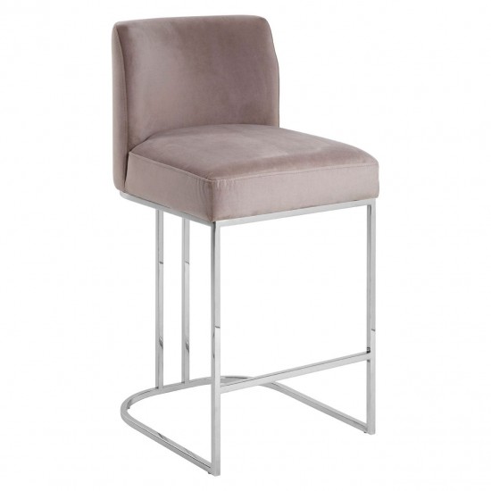 Albany Grey Velvet And Chrome Bar Chair