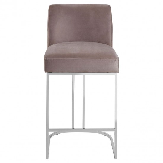 Albany Grey Velvet And Chrome Bar Chair