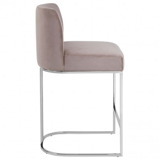 Albany Grey Velvet And Chrome Bar Chair