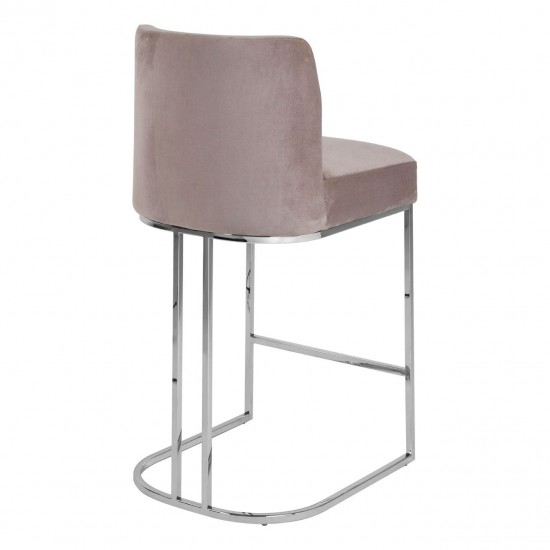 Albany Grey Velvet And Chrome Bar Chair