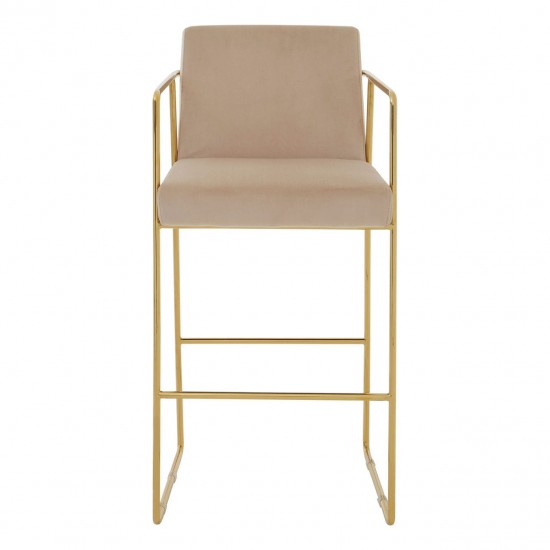 Albany Soft Pink Velvet And Gold Bar Chair