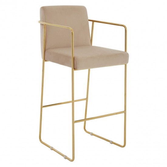 Albany Soft Pink Velvet And Gold Bar Chair