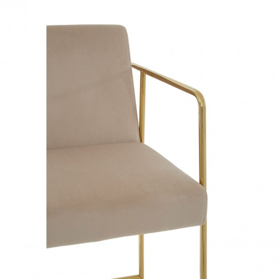 Albany Soft Pink Velvet And Gold Bar Chair