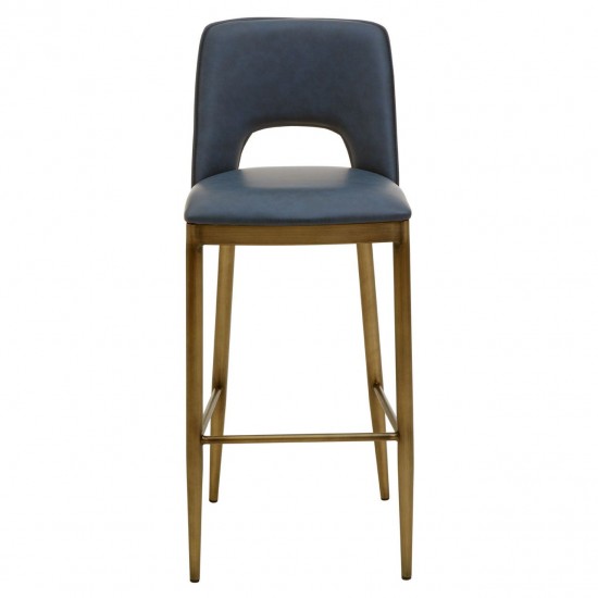 Lexington Blue Leather Bar Chair