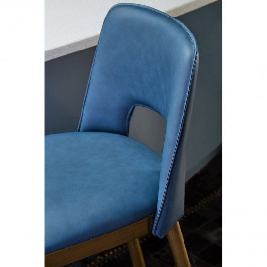 Lexington Blue Leather Bar Chair