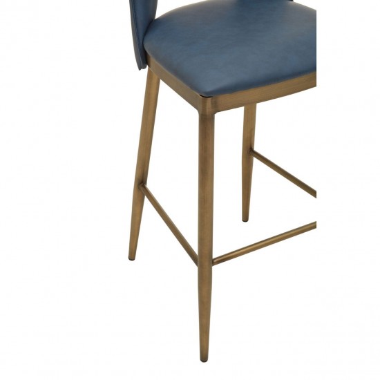 Lexington Blue Leather Bar Chair