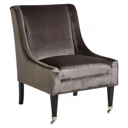 Miami High Back Grey Velvet Armchair