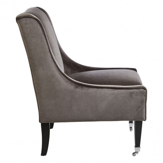 Miami High Back Grey Velvet Armchair