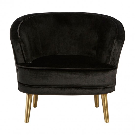 Miami Black Velvet And Gold Accent Chair