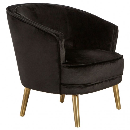 Miami Black Velvet And Gold Accent Chair