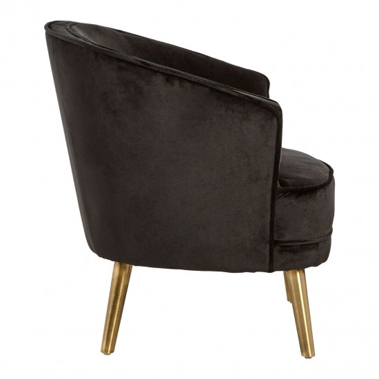 Miami Black Velvet And Gold Accent Chair